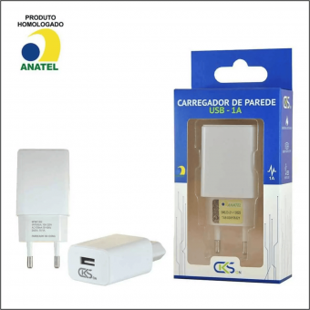 CARREGADOR DE PAREDE USB 1A - CKS - Código 10348-11
